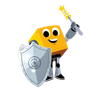 Paxton holding a shield
